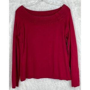 East 5th Large Dark Red Long Sleeve Knit Top Boat Neck